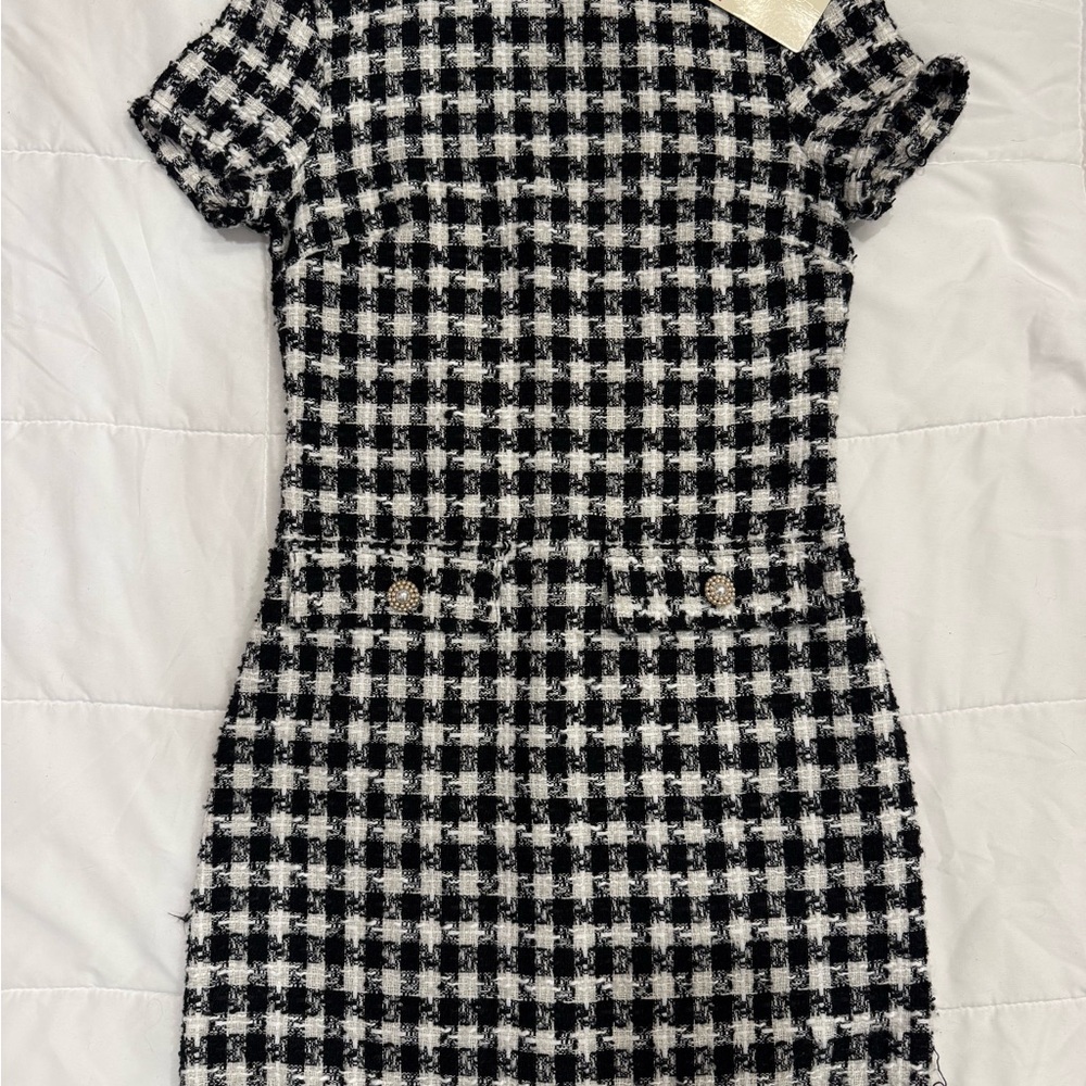 Chic Black and White Checkered Dress
